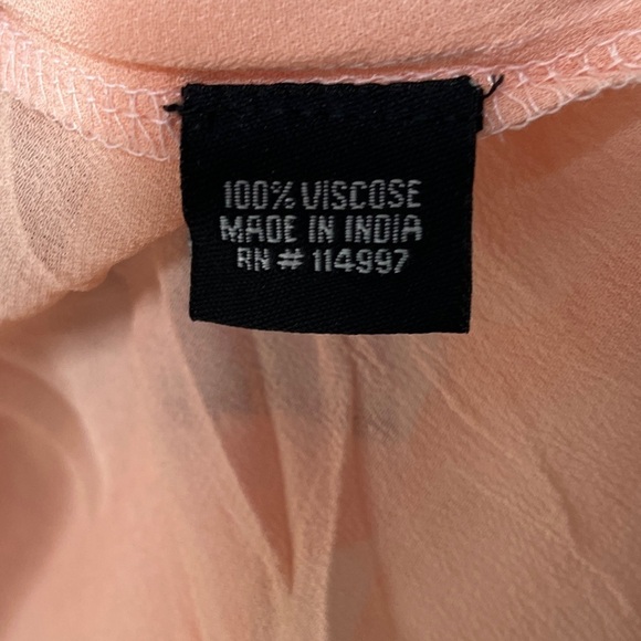 Tolani Multicolor Striped Ruffle Short Sleeve Top V Neck Round Hem Orange Blue - Picture 8 of 8